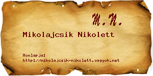 Mikolajcsik Nikolett névjegykártya